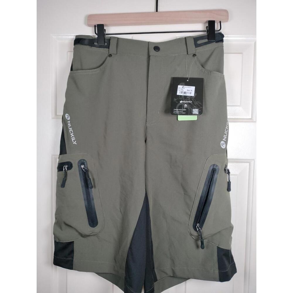 NWT Nuckily Men’s MTB Cycling Shorts Green Size XL Padded Mountain Bike Cargo